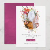 Carte De Remerciements Photo du Mariage Fleur sauvage d'Aquarelle (Devant / Derrière)