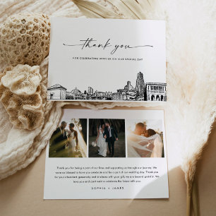 Carte de remerciements photo du Mariage Skyline de