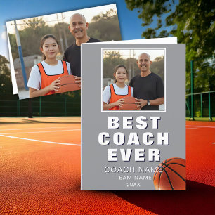 Carte De Remerciements Photo du meilleur entraîneur de basket-ball de tou