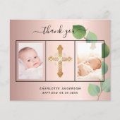 Carte de remerciements photo du rose du baptême eu (Devant)