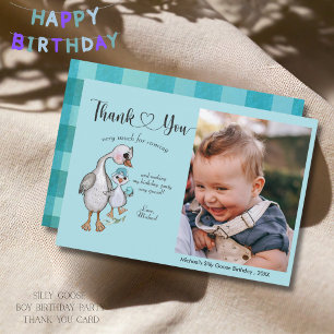 Carte de remerciements photo d'un sot goose Boy