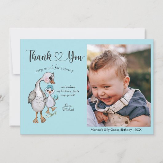 Carte de remerciements photo d'un sot goose Boy (Devant)