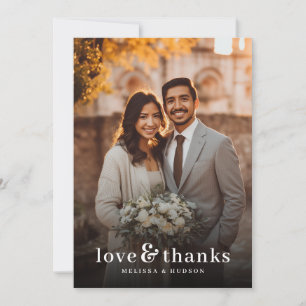 Carte De Remerciements Photo Élégant et Chaud de Style Romantique