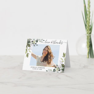 Carte De Remerciements PHOTO Elegant Eucalyptus Greenery Graduation