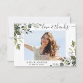 Carte De Remerciements PHOTO Elégant Eucalyptus Verdure Graduation (Devant)