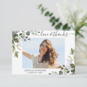 Carte De Remerciements PHOTO Elégant Eucalyptus Verdure Graduation (Debout devant)