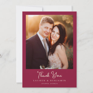 Carte De Remerciements Photo élégant marron romantique