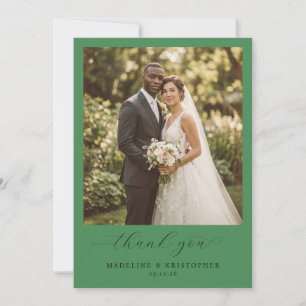 Carte De Remerciements Photo élégant romantique vert