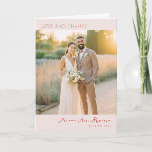 Carte De Remerciements Photo élégant rose romantique