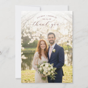 Carte De Remerciements Photo élégant rose romantique