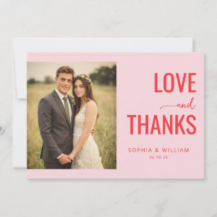 Carte De Remerciements Photo Élégant Rose Romantique