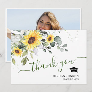 Carte De Remerciements PHOTO Elegant Sunflowers Eucalyptus