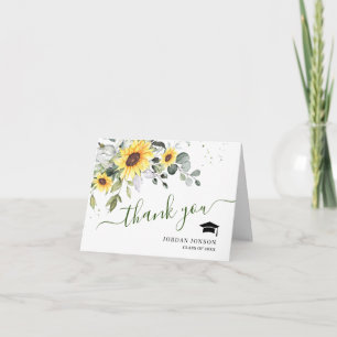 Carte De Remerciements PHOTO Elégant tournesol Eucalyptus Graduation