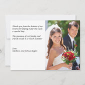 Carte De Remerciements Photo élégante (Dos)