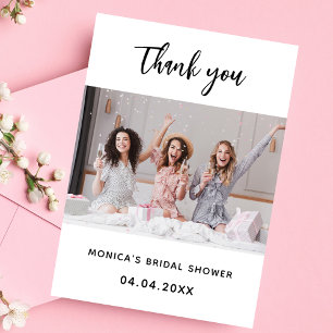 Carte De Remerciements Photo élégante et blanche pour une baby shower