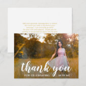 Carte De Remerciements Photo élégante Graduation moderne (Devant / Derrière)