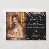 Carte de remerciements photo en or noir rose (Devant)