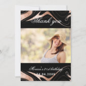 Carte de remerciements photo en or noir rose (Devant)
