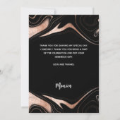 Carte de remerciements photo en or noir rose (Dos)