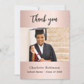 Carte de remerciements photo en or rose (Devant)