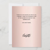 Carte de remerciements photo en or rose (Dos)