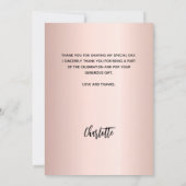 Carte de remerciements photo en or rose (Dos)