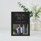 Carte de remerciements photo en texte mixte noir é (Debout devant)