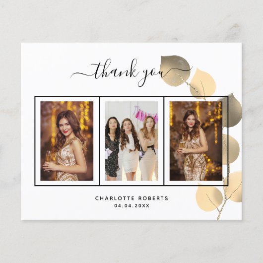 Carte de remerciements photo eucalyptus d'annivers (Devant)