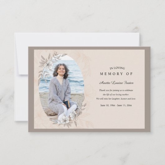 Carte de remerciements photo Floral Memorial (Devant)