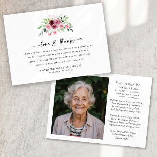 Carte De Remerciements Photo Floral Script Funeral