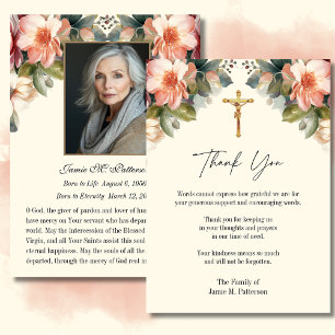 Carte De Remerciements Photo florale catholique Condolence Sympathie