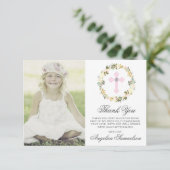 Carte De Remerciements PHOTO florale de fille de confirmation de (Debout devant)