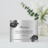 Carte de remerciements photo florale en argent (Debout devant)