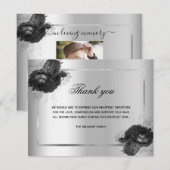 Carte de remerciements photo florale en argent (Devant / Derrière)