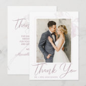 Carte De Remerciements Photo florale Mariage Chic Mauve (Devant / Derrière)