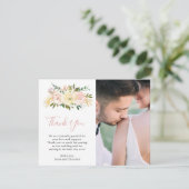 Carte De Remerciements Photo florale rose pâle Mariage élégant (Debout devant)