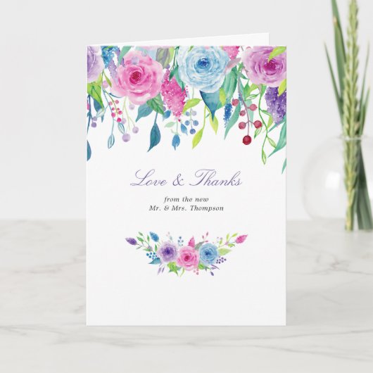 Carte de remerciements photo florale ultra violet (Devant)