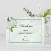 Carte de remerciements photo florale verte d'anniv (Debout devant)