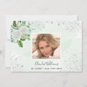 Carte de remerciements photo florale verte d'anniv (Dos)