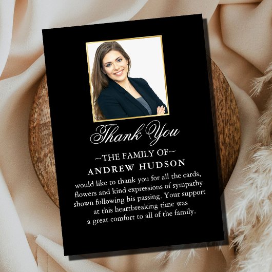 Carte de remerciements photo funéraire de précisio