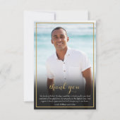 Carte De Remerciements Photo funéraire Elegant Gold Script (Devant)