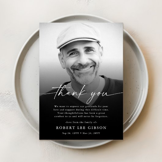 Carte De Remerciements Photo funéraire moderne simple de deuil Sympathy