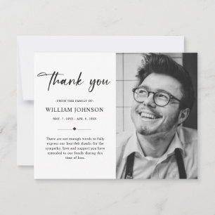 Carte De Remerciements Photo funéraire moderne simple de deuil Sympathy