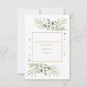 Carte De Remerciements Photo funéraire noir et blanc Élégant vert (Dos)