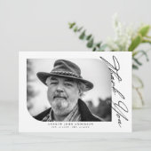 Carte De Remerciements Photo Funéraire Noir Et Blanc Simple (Debout devant)