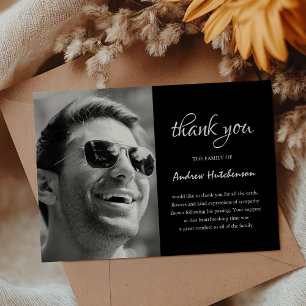 Carte de remerciements photo Funéraire simple Sy