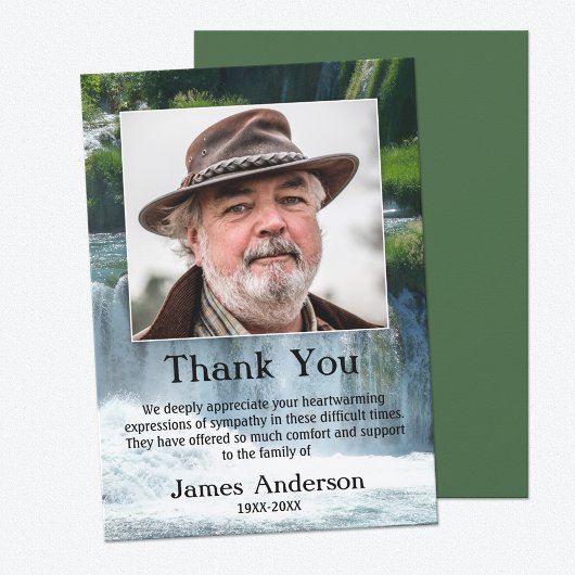 Carte de remerciements photo funéraire Sympathy de