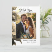 Carte de remerciements photo Gold Floral Frontière (Debout devant)