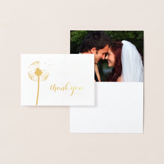 Carte de remerciements photo Gold Foil Dandelion (Affichage)