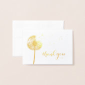 Carte de remerciements photo Gold Foil Dandelion (Devant avec enveloppe)